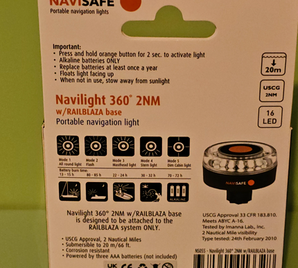 Navilight 360° 2NM w/ RAILBLAZA base 055